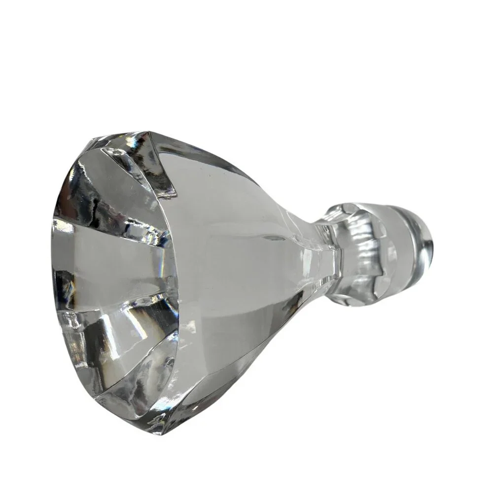Decanter Crystal Cut Glass European MCM Starburst Diamond Pattern W/ Stopper 13